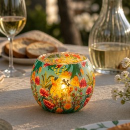 Portavela globo luminiscente Flores Tropicales para decoración de jardín